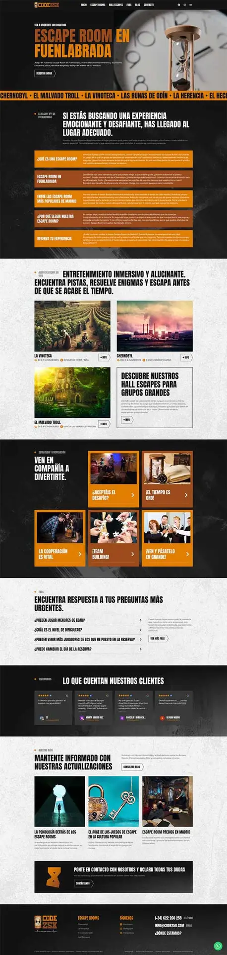 Diseño web para escape room