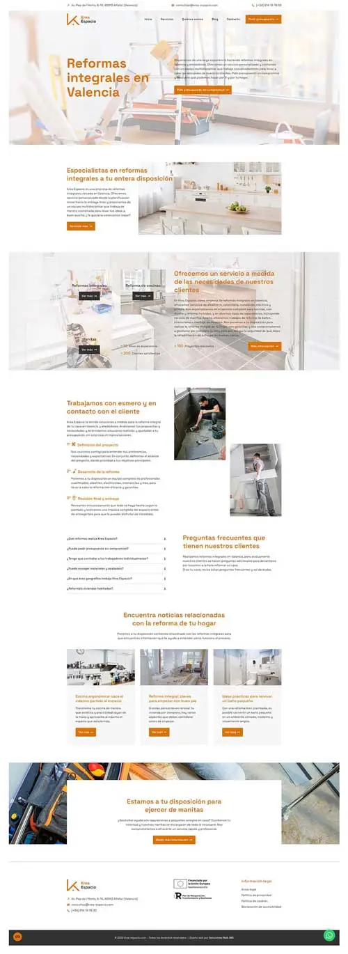 Diseño web para empresa de reformas en Valencia