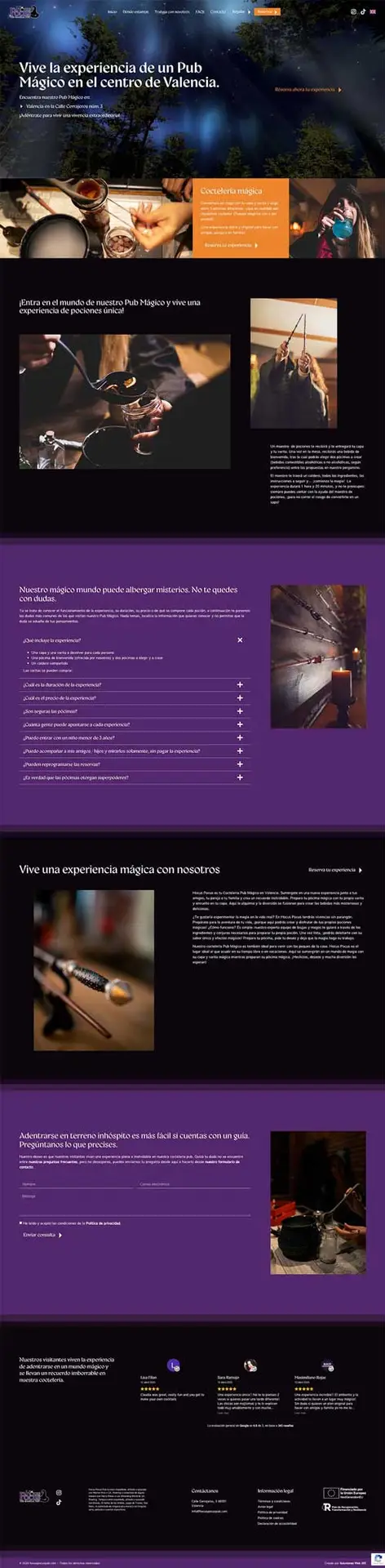 Diseño web para experiencia de pub mágico